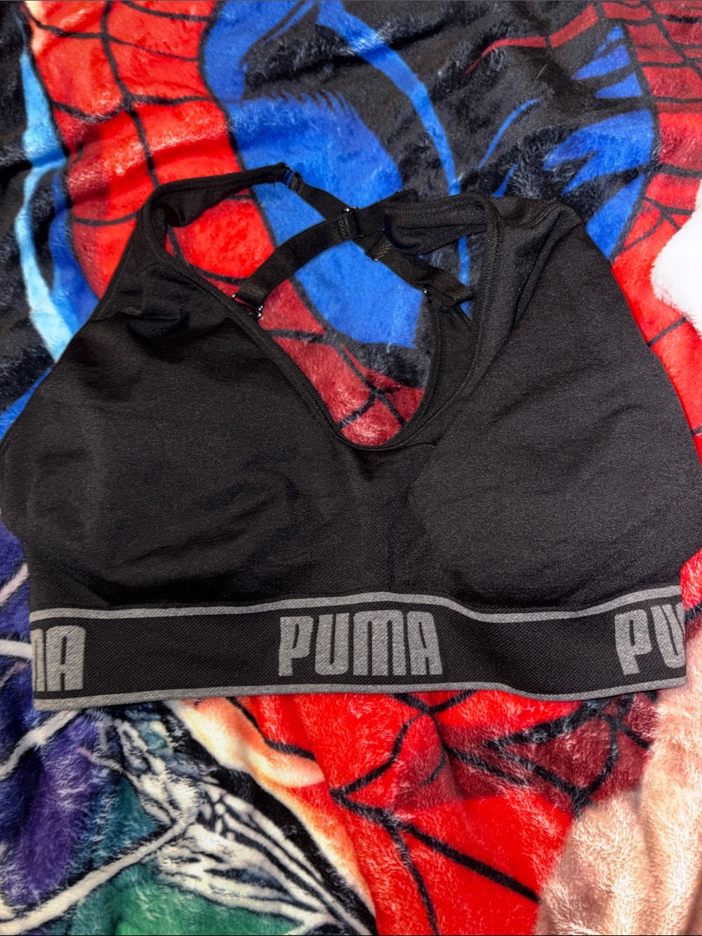 3/$20! Women’s large Puma Black Sports Bra with Gray Logo